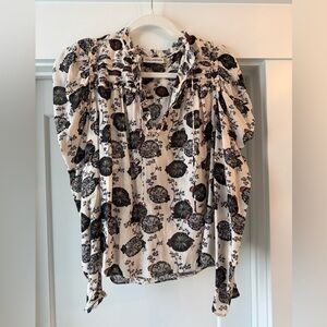 Ulla Johnson Floral Blouse - Black and Cream